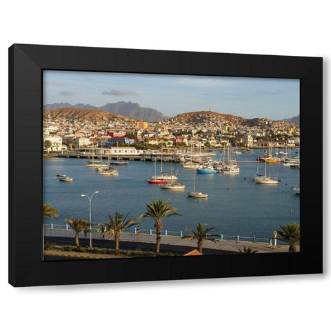 City Mindelo-a seaport on the island Sao Vicente-Cape Verde Africa Black Modern Wood Framed Art Print by Zwick, Martin
