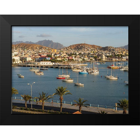 City Mindelo-a seaport on the island Sao Vicente-Cape Verde Africa Black Modern Wood Framed Art Print by Zwick, Martin
