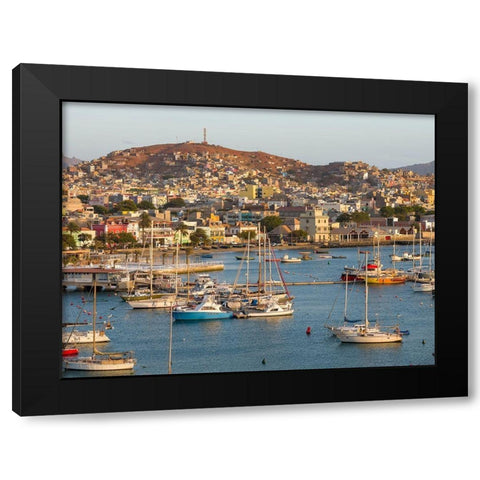 City Mindelo-a seaport on the island Sao Vicente-Cape Verde Africa Black Modern Wood Framed Art Print by Zwick, Martin
