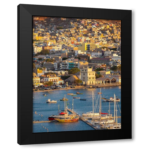 City Mindelo-a seaport on the island Sao Vicente-Cape Verde Africa Black Modern Wood Framed Art Print by Zwick, Martin