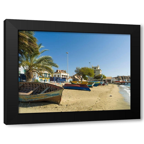 View of Marina and Porto Grande City Mindelo-a seaport on the island Sao Vicente-Cape Verde Africa Black Modern Wood Framed Art Print with Double Matting by Zwick, Martin