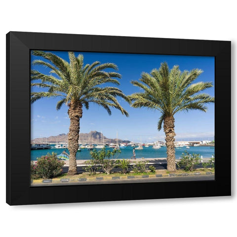 View of Marina and Porto Grande City Mindelo-a seaport on the island Sao Vicente-Cape Verde Africa Black Modern Wood Framed Art Print with Double Matting by Zwick, Martin