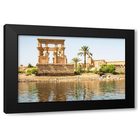 Upper Egypt-Aswan between the two dams-Philae Temple of Isis-Trajans Kiosk-aka The Hypaethral Temple Black Modern Wood Framed Art Print by Jones, Alison
