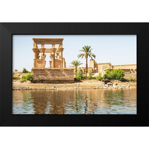 Upper Egypt-Aswan between the two dams-Philae Temple of Isis-Trajans Kiosk-aka The Hypaethral Temple Black Modern Wood Framed Art Print by Jones, Alison