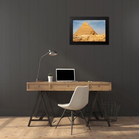 Africa-Egypt-Cairo Giza plateau Great Sphinx of Giza in front of the Pyramid of Khafre Black Modern Wood Framed Art Print by Wilson, Emily