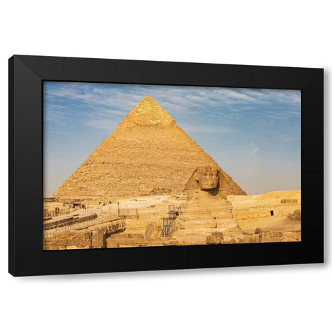 Africa-Egypt-Cairo Giza plateau Great Sphinx of Giza in front of the Pyramid of Khafre Black Modern Wood Framed Art Print by Wilson, Emily