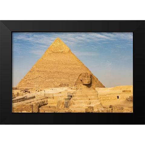 Africa-Egypt-Cairo Giza plateau Great Sphinx of Giza in front of the Pyramid of Khafre Black Modern Wood Framed Art Print by Wilson, Emily