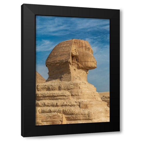 Africa-Egypt-Cairo Giza plateau Great Sphinx of Giza in front of the Great Pyramid of Giza Black Modern Wood Framed Art Print by Wilson, Emily