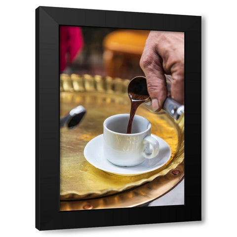 Africa-Egypt-Cairo Egyptian coffee being served traditionally at a coffee shop in Cairo Black Modern Wood Framed Art Print by Wilson, Emily