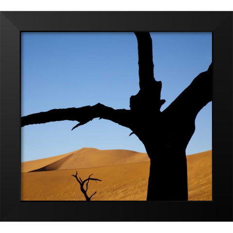 Namibia, Sossusvlei Dead trees with sand dune Black Modern Wood Framed Art Print by Kaveney, Wendy