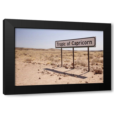 Namibia Sign marks the Tropic of Capricorn Black Modern Wood Framed Art Print with Double Matting by Kaveney, Wendy