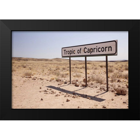 Namibia Sign marks the Tropic of Capricorn Black Modern Wood Framed Art Print by Kaveney, Wendy