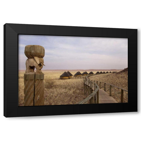 Namibia, Sossusvlei Boardwalk to lodges Black Modern Wood Framed Art Print by Kaveney, Wendy