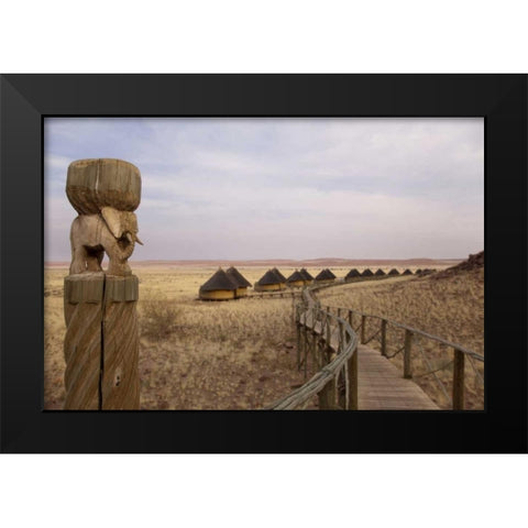Namibia, Sossusvlei Boardwalk to lodges Black Modern Wood Framed Art Print by Kaveney, Wendy