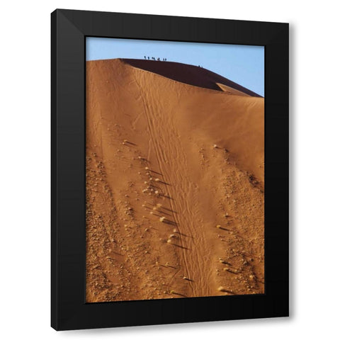 Namibia, Sossusvlei People atop a sand dune Black Modern Wood Framed Art Print with Double Matting by Kaveney, Wendy