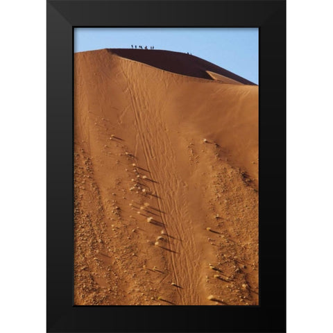 Namibia, Sossusvlei People atop a sand dune Black Modern Wood Framed Art Print by Kaveney, Wendy