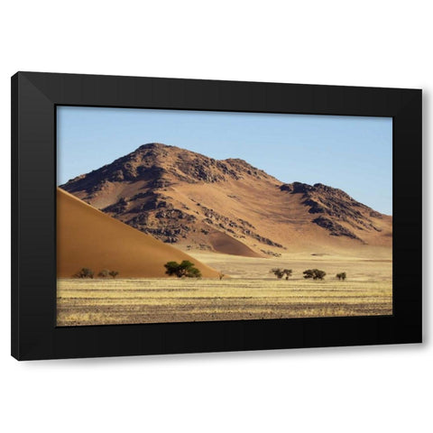 Namibia, Sossusvlei Sand dune and mountain Black Modern Wood Framed Art Print with Double Matting by Kaveney, Wendy