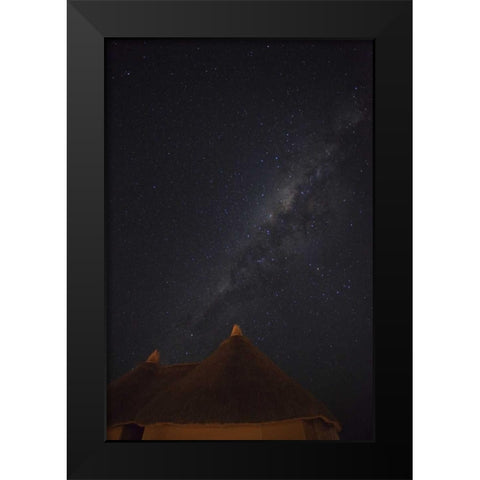 Namibia, Namib Desert, Milky Way above hut Black Modern Wood Framed Art Print by Young, Bill