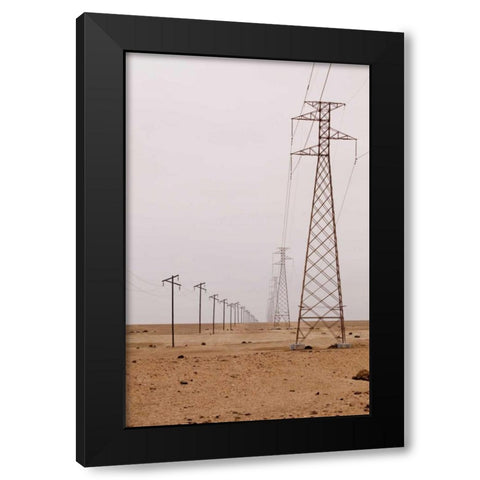 Namibia, Swakopmund Power and telephone lines Black Modern Wood Framed Art Print with Double Matting by Kaveney, Wendy