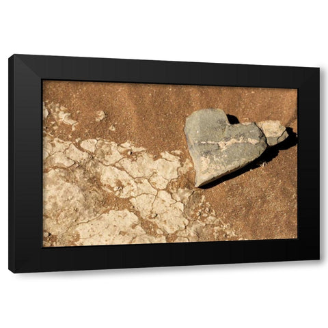 Namibia, Namib-Naukluft Park Heart-shaped rock Black Modern Wood Framed Art Print with Double Matting by Kaveney, Wendy