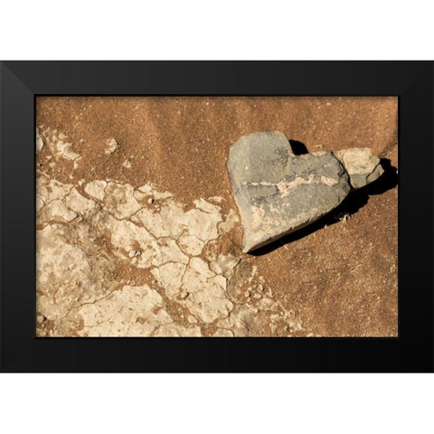 Namibia, Namib-Naukluft Park Heart-shaped rock Black Modern Wood Framed Art Print by Kaveney, Wendy
