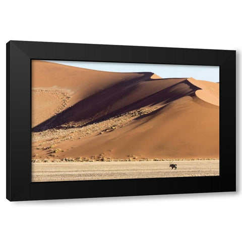 Namibia, Namib-Naukluft Park Sand dunes and Oryx Black Modern Wood Framed Art Print by Kaveney, Wendy