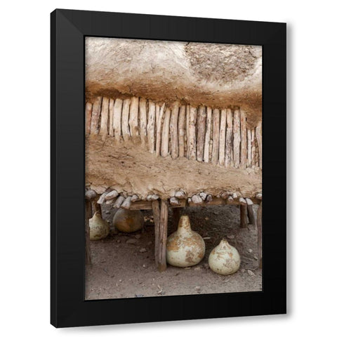 Namibia, Opuwo Gourds under food storage hut Black Modern Wood Framed Art Print by Kaveney, Wendy