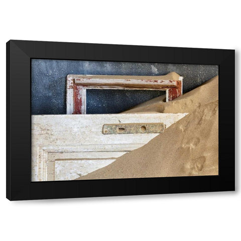 Namibia, Kolmanskop Door and window frame Black Modern Wood Framed Art Print by Kaveney, Wendy