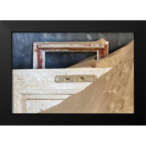 Namibia, Kolmanskop Door and window frame Black Modern Wood Framed Art Print by Kaveney, Wendy