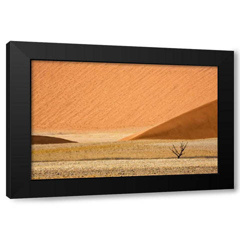 Namibia, Namib-Naukluft Sand dunes and dead tree Black Modern Wood Framed Art Print by Kaveney, Wendy