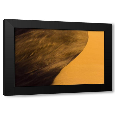 Namibia, Namib-Naukluft NP Blowing sand on dune Black Modern Wood Framed Art Print by Young, Bill