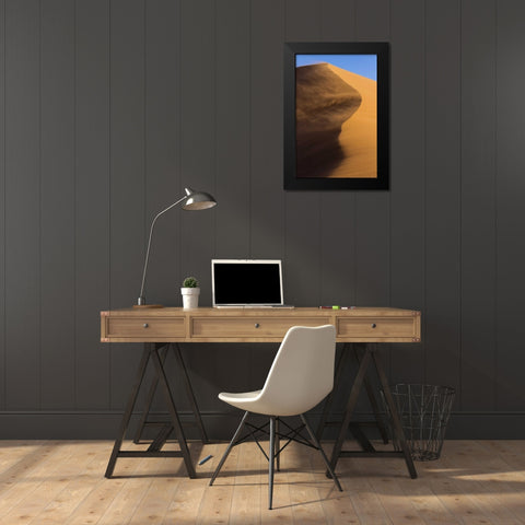 Namibia, Namib-Naukluft NP Blowing sand on dune Black Modern Wood Framed Art Print by Young, Bill