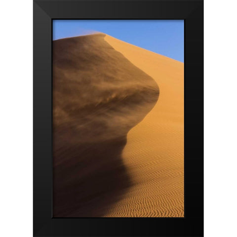 Namibia, Namib-Naukluft NP Blowing sand on dune Black Modern Wood Framed Art Print by Young, Bill