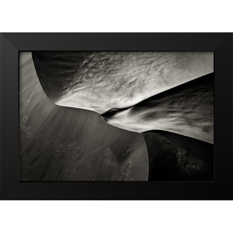 Namibia, Namib Desert Aerial view of sand dunes Black Modern Wood Framed Art Print by Young, Bill