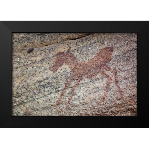 Rock art of zebra, Sevilla Trail, South Africa Black Modern Wood Framed Art Print by Kaveney, Wendy