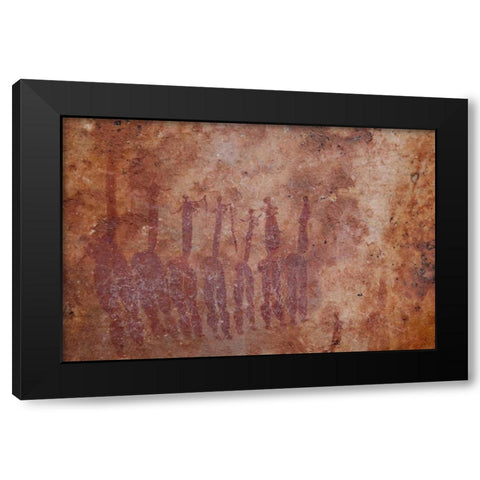South Africa Rock painting of dancing ladies Black Modern Wood Framed Art Print by Kaveney, Wendy