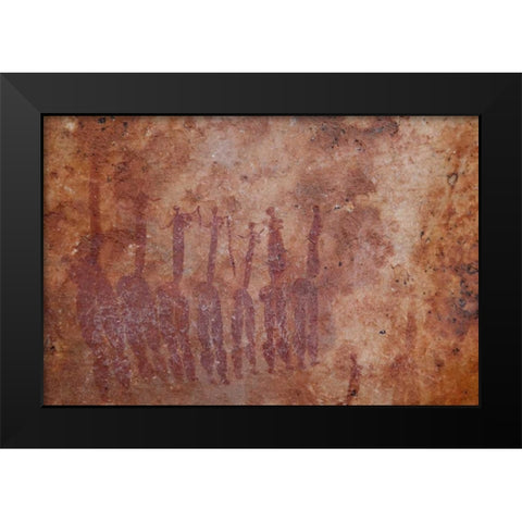South Africa Rock painting of dancing ladies Black Modern Wood Framed Art Print by Kaveney, Wendy