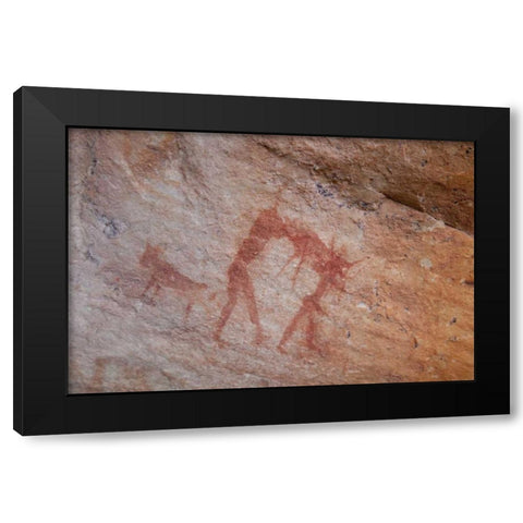South Africa, Sevilla Trail Rock art painting Black Modern Wood Framed Art Print by Kaveney, Wendy