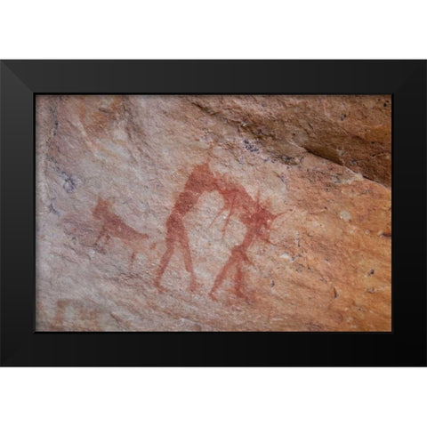 South Africa, Sevilla Trail Rock art painting Black Modern Wood Framed Art Print by Kaveney, Wendy