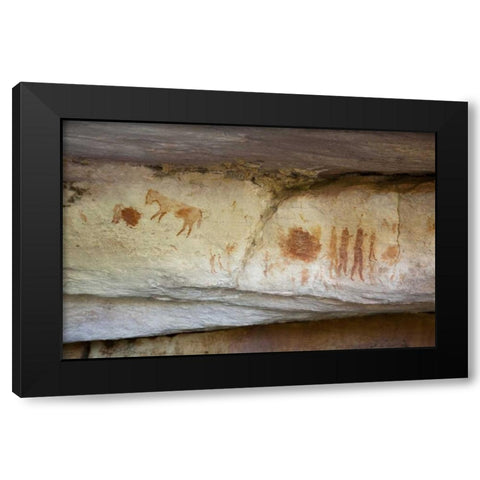 South Africa, Sevilla Rock Art Trail Rock art Black Modern Wood Framed Art Print by Kaveney, Wendy