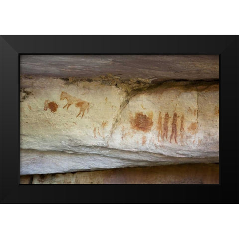South Africa, Sevilla Rock Art Trail Rock art Black Modern Wood Framed Art Print by Kaveney, Wendy