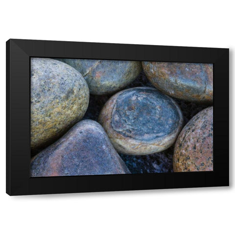 South Buckballbaai Cluster of rounded rocks Black Modern Wood Framed Art Print by Young, Bill