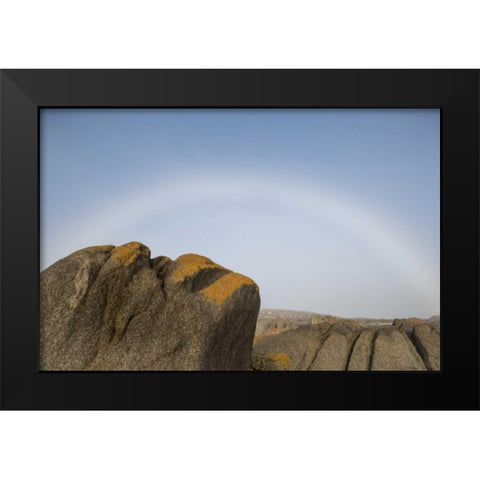 South Boulderbaai Rock resembles Human head Black Modern Wood Framed Art Print by Young, Bill