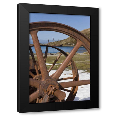 South Georgia Isl, Rusty whaling machinery Black Modern Wood Framed Art Print with Double Matting by Paulson, Don