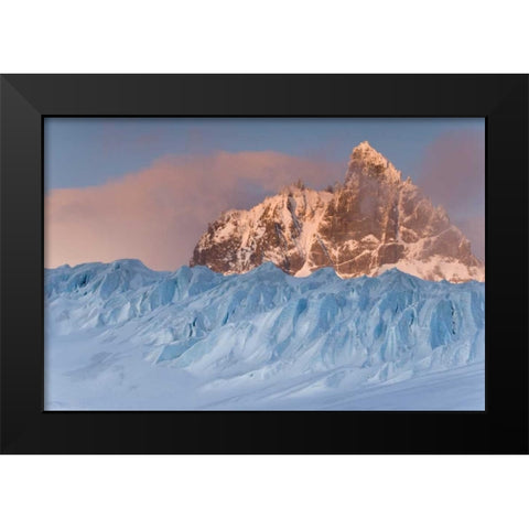 South Georgia Isl,  Graae Glacier and Mt Sabatier Black Modern Wood Framed Art Print by Paulson, Don