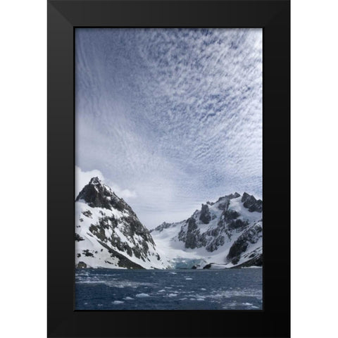 South Georgia Island Dryglaski Fjord and clouds Black Modern Wood Framed Art Print by Paulson, Don