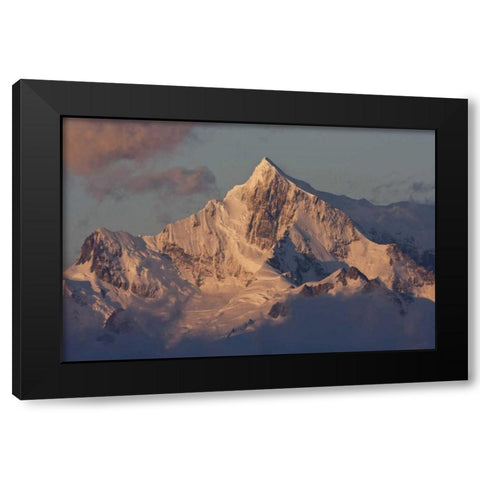 South Georgia, Snowy mountain peak at dawn Black Modern Wood Framed Art Print with Double Matting by Young, Bill