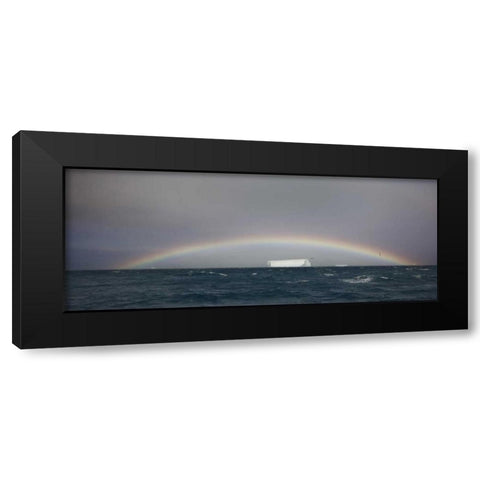 Antarctica, A tabular iceberg under a low rainbow Black Modern Wood Framed Art Print with Double Matting by Grall, Don