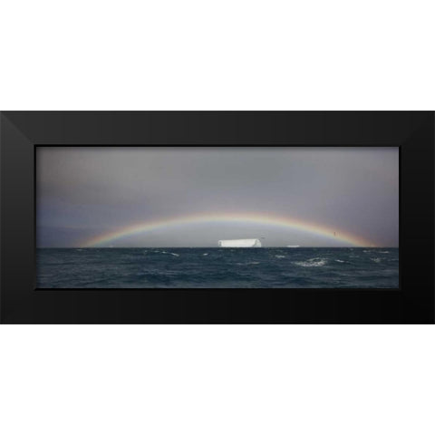 Antarctica, A tabular iceberg under a low rainbow Black Modern Wood Framed Art Print by Grall, Don