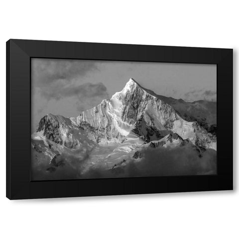 Antarctica, Snow-capped mountain peak at sunrise Black Modern Wood Framed Art Print with Double Matting by Young, Bill